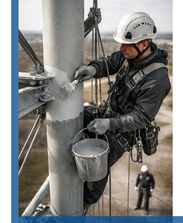 Покраска мачт связи в Барнауле промышленными альпинистами