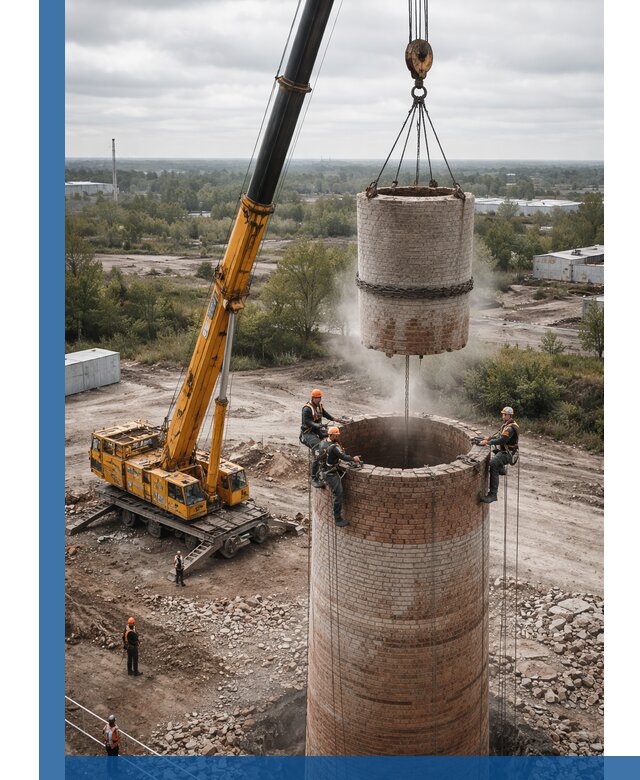 Демонтаж дымовой трубы в Барнауле с гарантиями безопасности