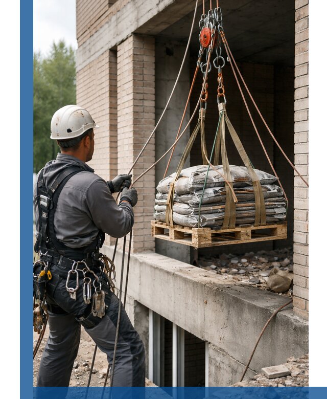 Подъем материалов на этаж веревками в Барнауле оперативно