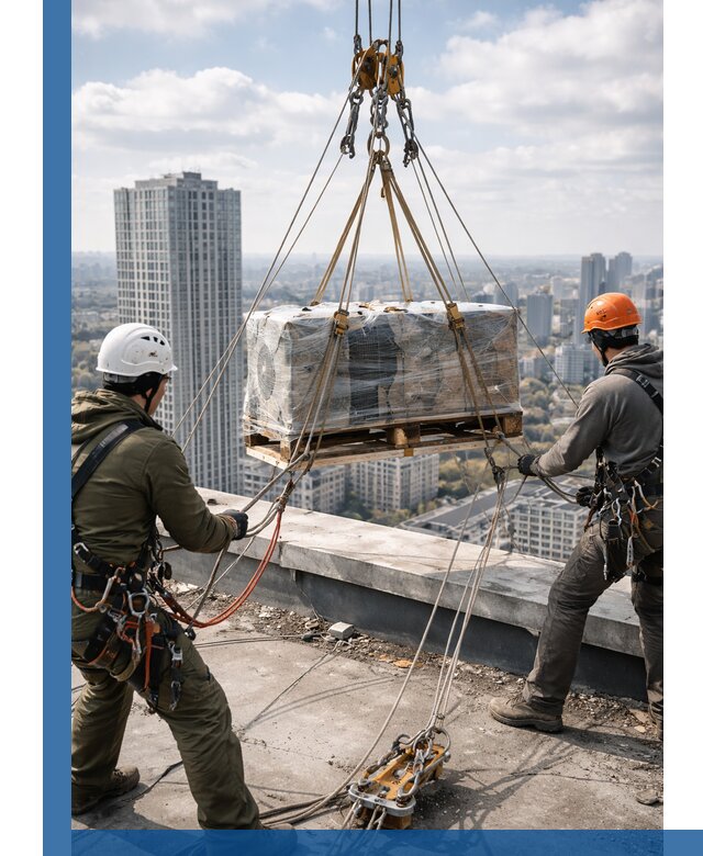 Подъем и монтаж крупногабаритных грузов на крышу в Барнауле