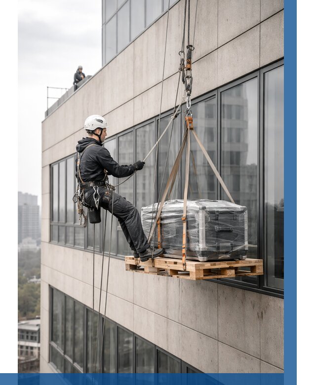 Спуск груза по фасаду в Барнауле от 3541 р. | ВЫСОТНИК-Брн