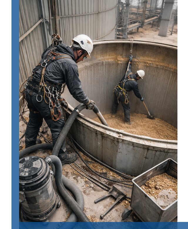 Профессиональная чистка зерновых бункеров в Барнауле с выездом