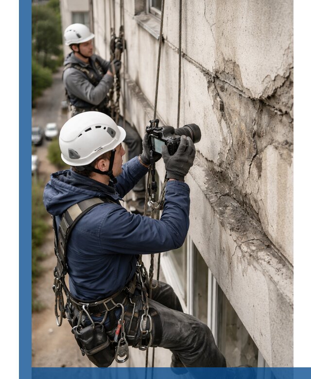 Фотофиксация дефектов фасада с высотной съемкой в Барнауле