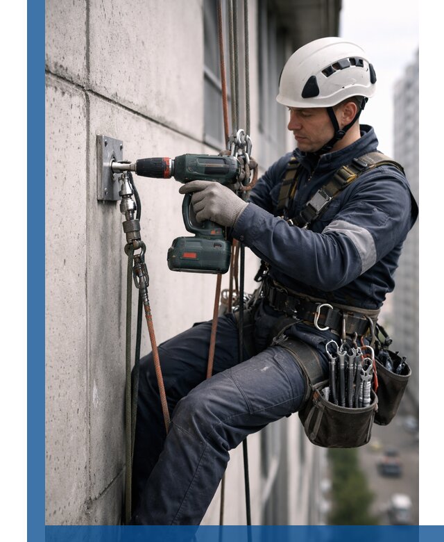 Установка анкерных точек для высотных работ в Барнауле